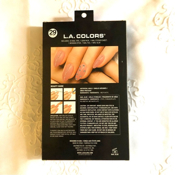 L.A. Colors Manicure Dream Artificial Nail Tip 29 Piece Set Gem Accents & Tools - Picture 11 of 11